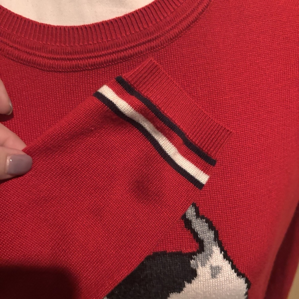 Tommy Hilfiger Women's Red Terrier Dog Crewneck Sweater Preppy Knit Size L - Picture 5 of 6